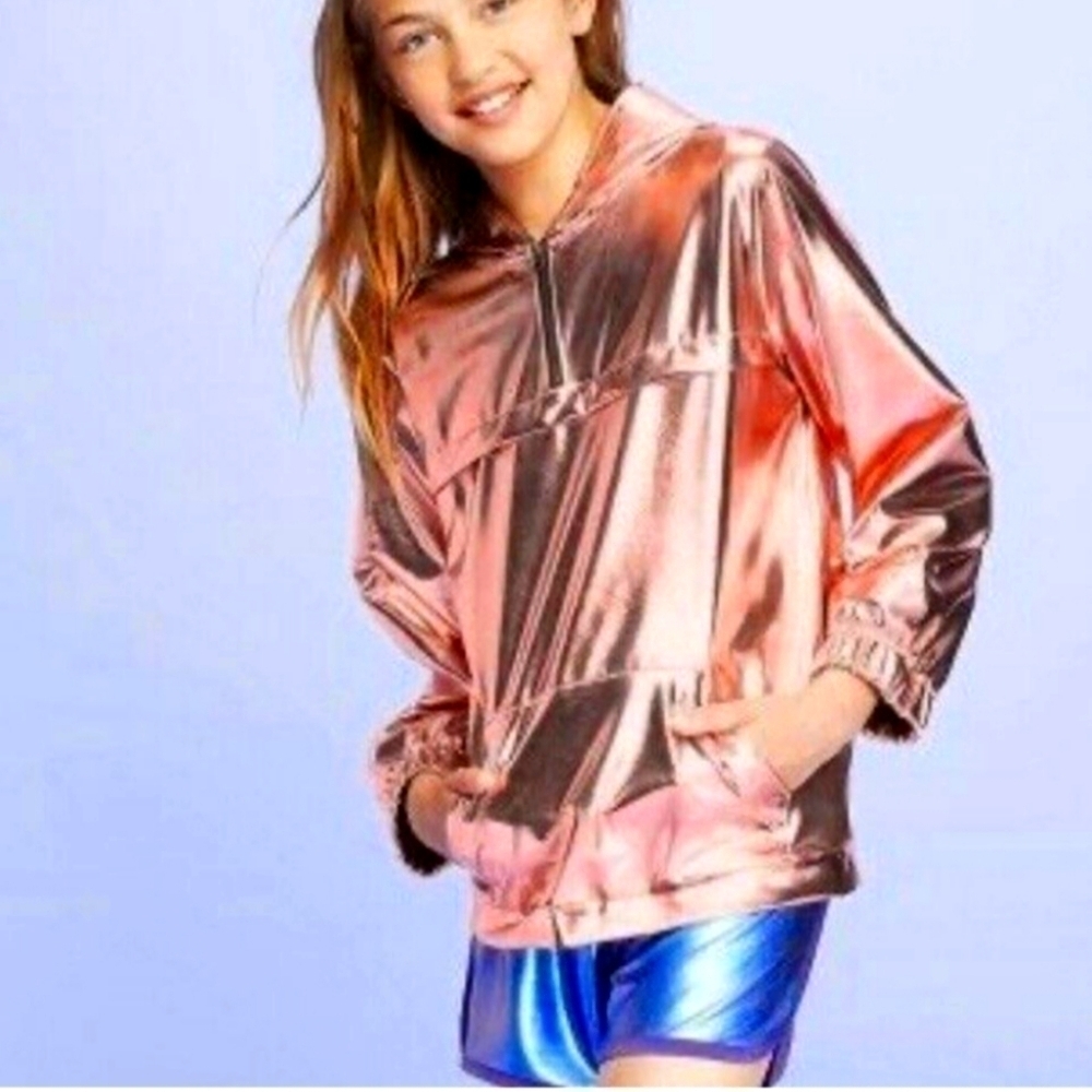 More Than Magic Shimmer Metallic Quarter Zip Hoodie, Size XLarge (14/16)